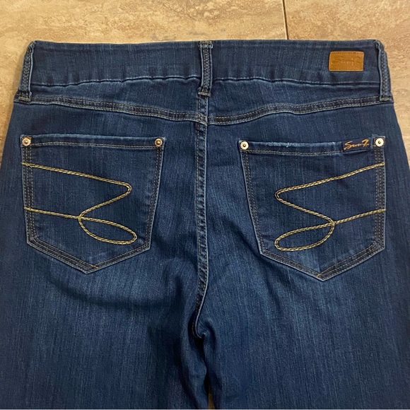 Women's Seven7 “Tummy Less High-Rise Slim Stretch Denim Blue Jeans Distressed 12 - Picture 9 of 12